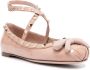 Valentino Garavani Studded Nude Leren Ballerina Schoenen Pink Dames - Thumbnail 2