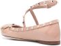 Valentino Garavani Studded Nude Leren Ballerina Schoenen Pink Dames - Thumbnail 3