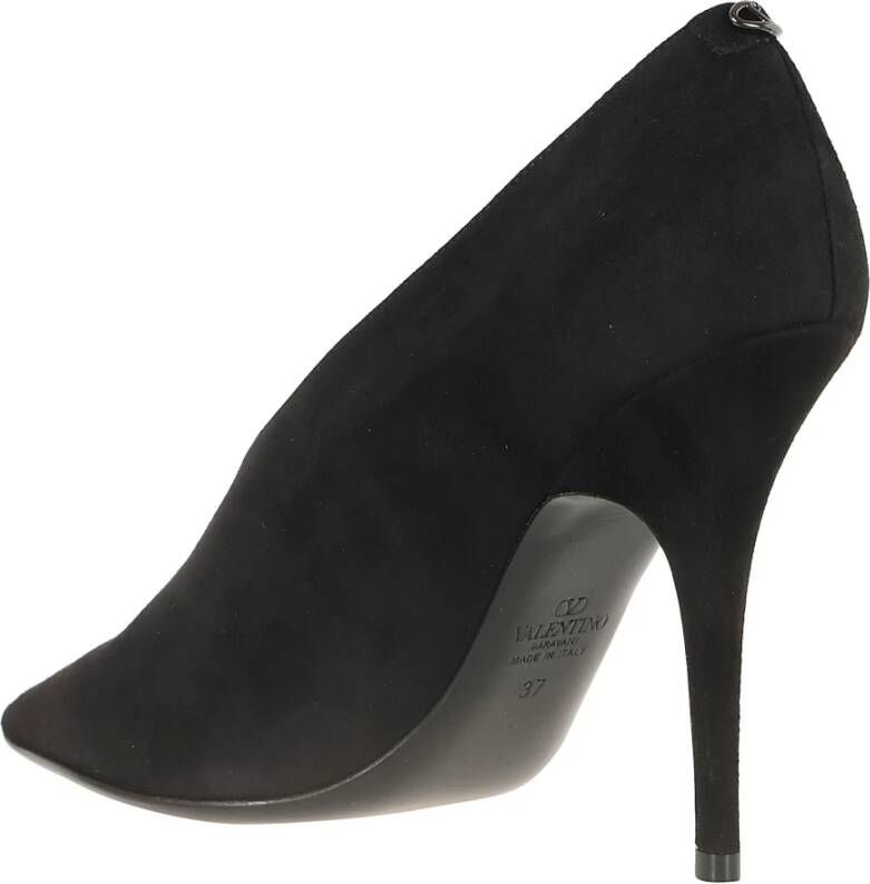 Valentino Garavani Elegante Suède en Leren Pumps Black Dames