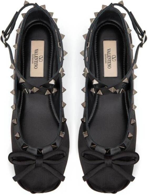 Valentino Garavani Rockstud Ballerina Nero Kalfsleer Zwart Dames