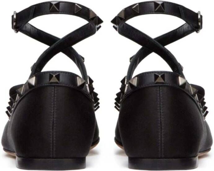 Valentino Garavani Rockstud Ballerina Nero Kalfsleer Zwart Dames