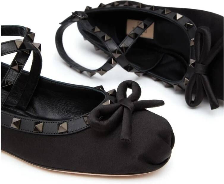 Valentino Garavani Rockstud Ballerina Nero Kalfsleer Zwart Dames