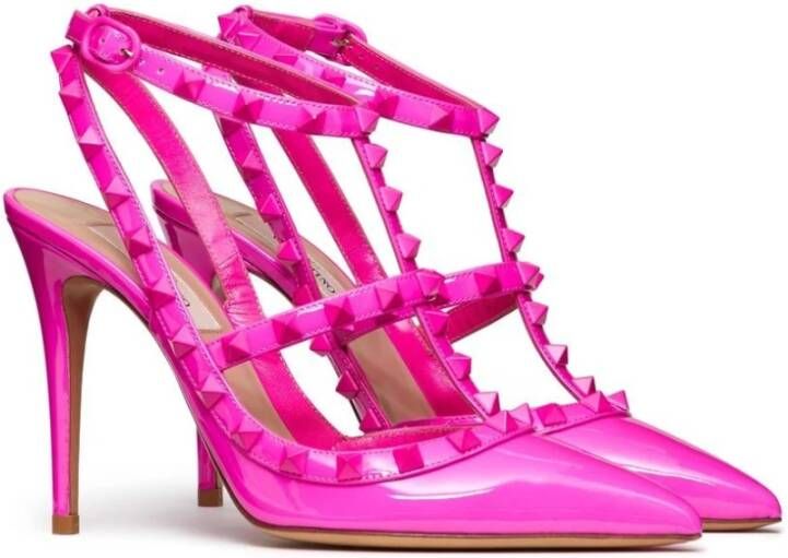 Valentino Garavani Fuchsia Rockstud Enkelband Pumps Pink Dames