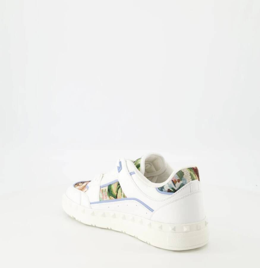 Valentino Garavani Geborduurde Freedots Leren Sneakers White Heren