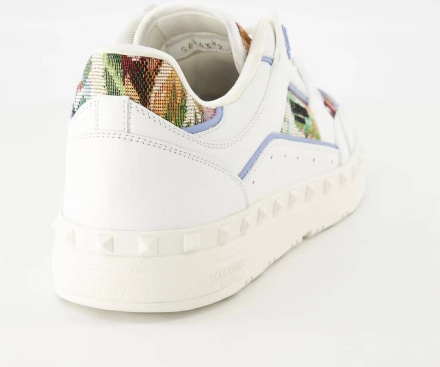 Valentino Garavani Geborduurde Freedots Leren Sneakers White Heren