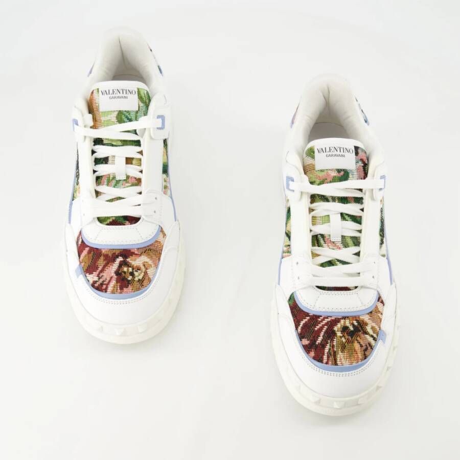 Valentino Garavani Geborduurde Freedots Leren Sneakers White Heren