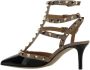 Valentino Garavani Geometrische Rockstud Kalbsleren Pumps met Enkelband Black Dames - Thumbnail 3