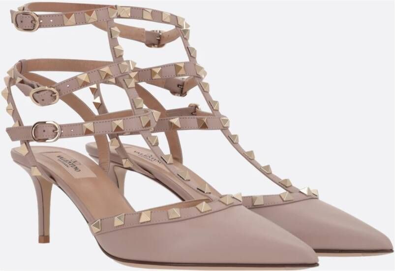 Valentino Garavani Gestudeerde leren slingback hakken Pink Dames