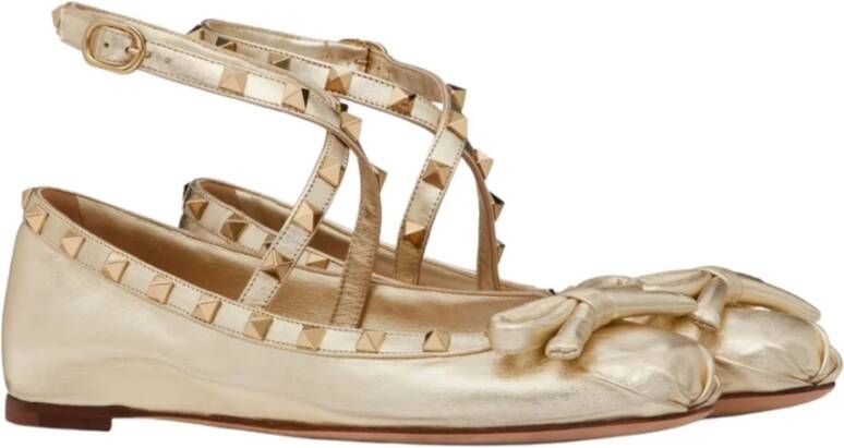 Valentino Garavani Gouden Ballerina Flats Elegant Chic Stijl Yellow Dames