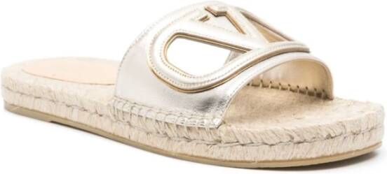 Valentino Garavani Gouden VLogo Cut-Out Sandalen Beige Dames