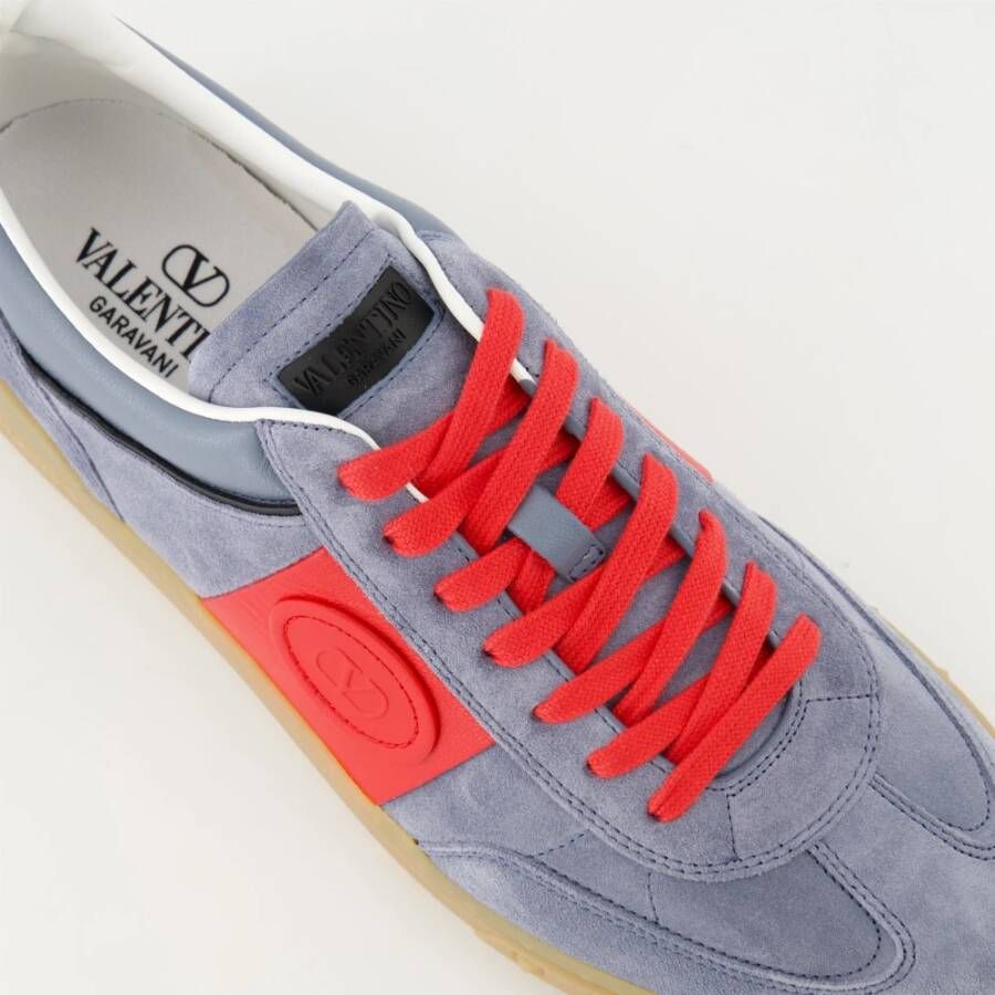 Valentino Garavani Grijze leren en nylon sneakers Blue Heren