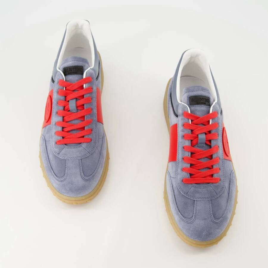 Valentino Garavani Grijze leren en nylon sneakers Blue Heren