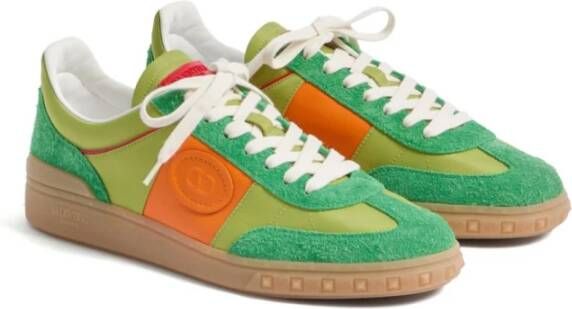 Valentino Garavani Groene Sneakers Kleurblok Ontwerp Multicolor Heren