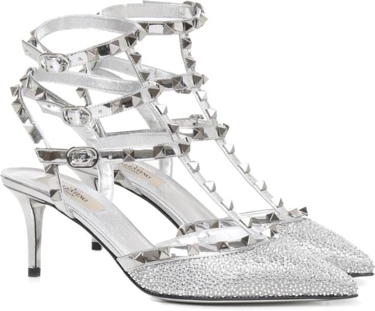 Valentino Garavani Zilveren Stiletto Hakken met Studs Gray Dames