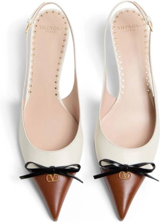 Valentino Garavani Hak Slingback in Ivoor en Tabak White Dames