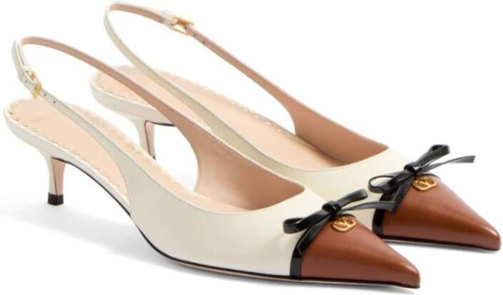 Valentino Garavani Hak Slingback in Ivoor en Tabak White Dames