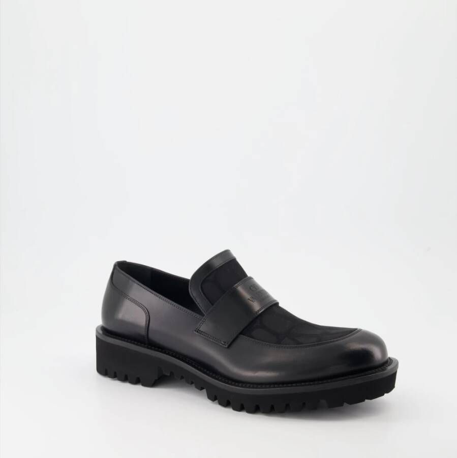 Valentino Garavani Iconographe Canvas Slip-On Moccasins Black Heren