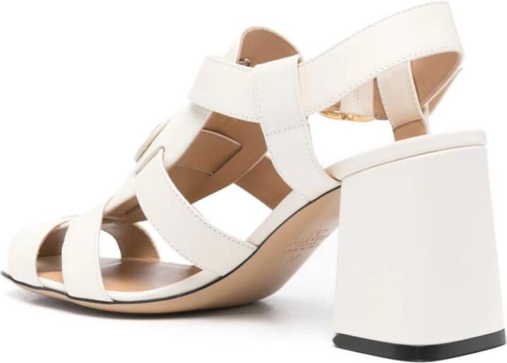 Valentino Garavani Ivoor Gespband Hoge Hak Sandalen Beige Dames