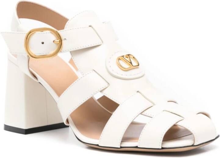 Valentino Garavani Ivoor Gespband Hoge Hak Sandalen Beige Dames