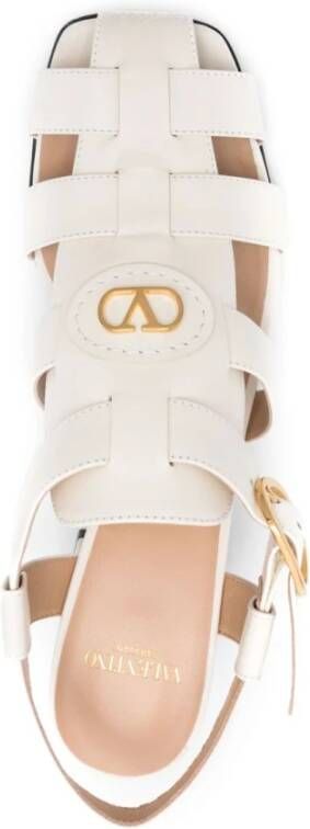 Valentino Garavani Ivoor Gespband Hoge Hak Sandalen Beige Dames