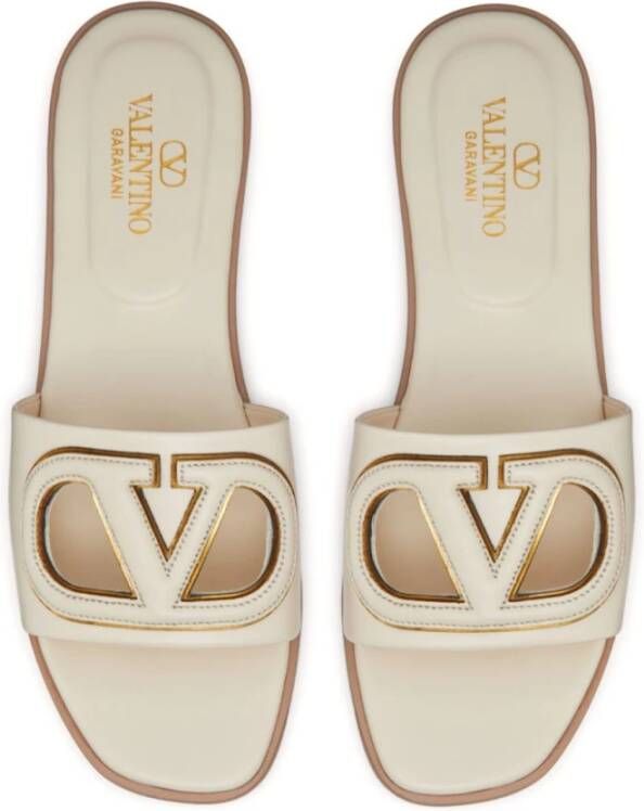 Valentino Garavani Ivoor Sandalen VLogo Signature Slip-On Stijl Beige Dames