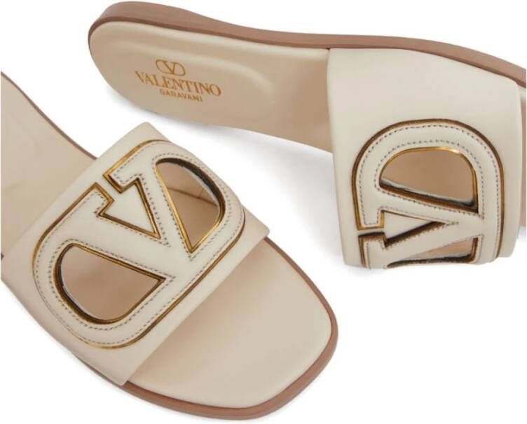 Valentino Garavani Ivoor Sandalen VLogo Signature Slip-On Stijl Beige Dames