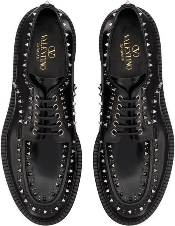 Valentino Garavani Zwarte platte schoenen met studs decoratie Black Heren