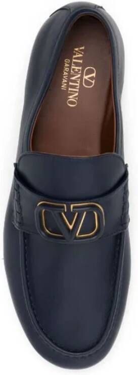 Valentino Garavani Klassieke Leren Loafers Blue Heren