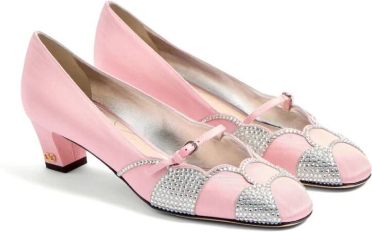 Valentino Garavani Kristal Gesp Roze Hakken Pink Dames