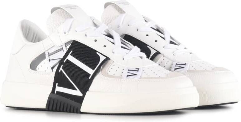 Valentino Garavani Lage Sneakers van Textuurleer White Heren