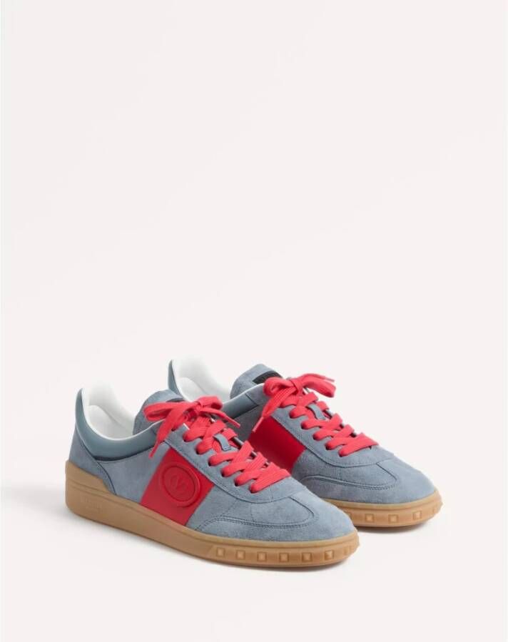 Valentino Garavani Lage suède en kalfsleren sneakers Blue Heren