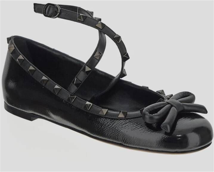 Valentino Garavani Leren Ballerina Schoenen Black Dames