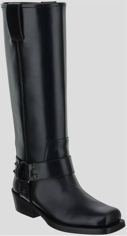 Valentino Garavani Leren Biker Boot Black Dames