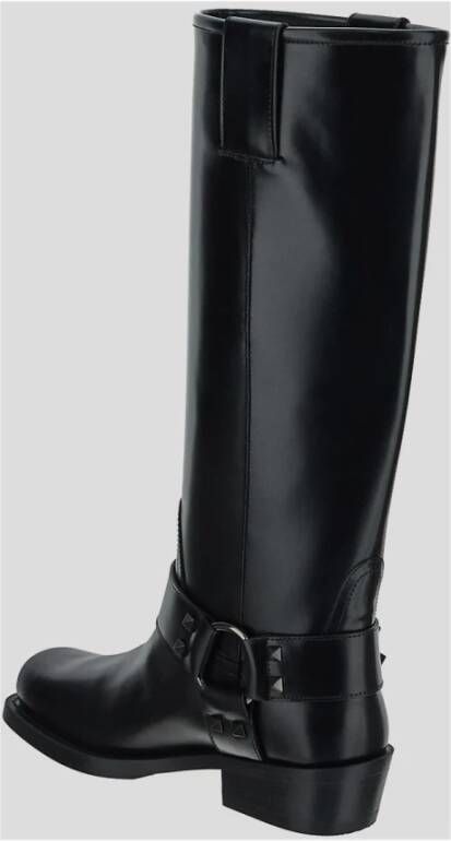 Valentino Garavani Leren Biker Boot Black Dames