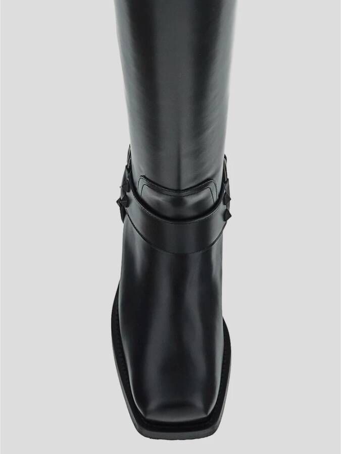 Valentino Garavani Leren Biker Boot Black Dames