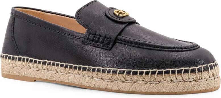 Valentino Garavani Leren Espadrilles met VLogo Detail Black Heren