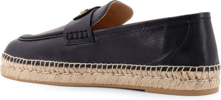 Valentino Garavani Leren Espadrilles met VLogo Detail Black Heren