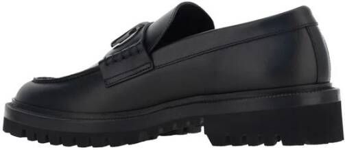 Valentino Garavani Leren Loafers met VLogo Plaque Black Heren