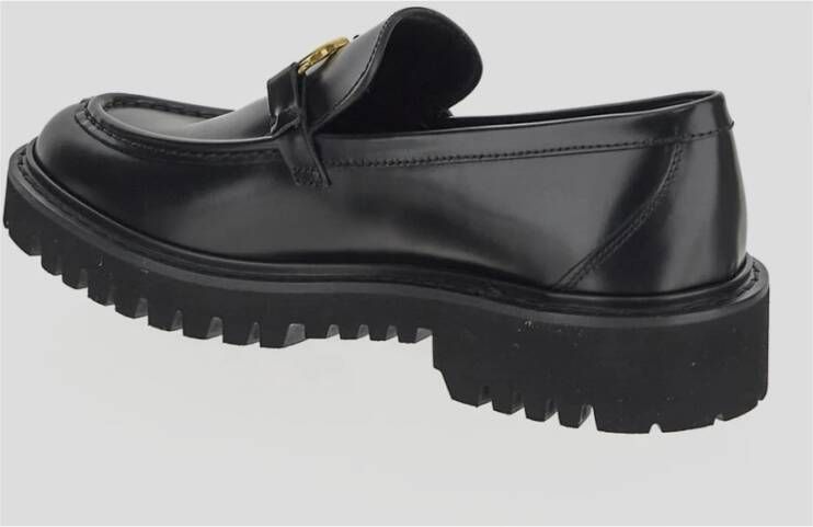 Valentino Garavani Leren Logo Loafer Schoen Black Dames