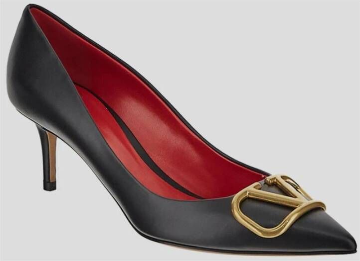 Valentino Garavani Leren Logo Pump Schoen Black Dames