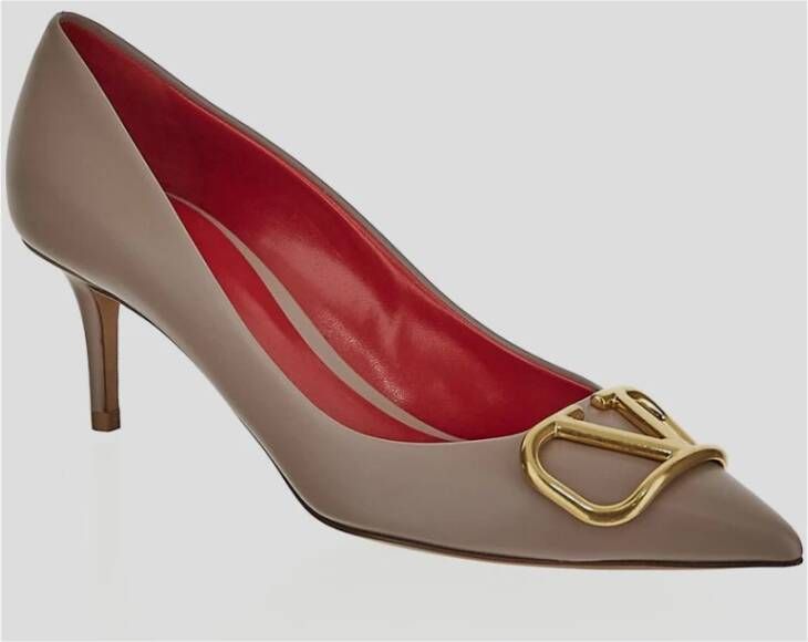 Valentino Garavani Leren Logo Pump Schoen Gray Dames