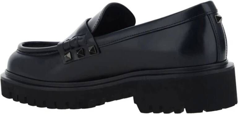 Valentino Garavani Leren Rockstud Loafers Black Heren