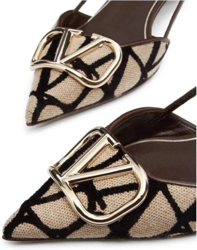 Valentino Garavani Leren Slingback Schoenen Vrouwen Italië Brown Dames