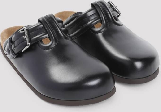 Valentino Garavani Luxe Zwarte Leren Pantoffels Black Heren