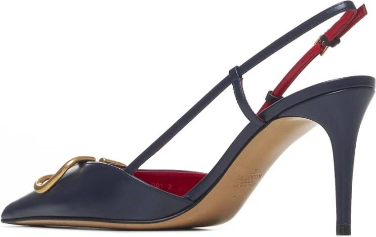 Valentino Garavani Marineblauwe Leren Slingback Pumps Blue Dames