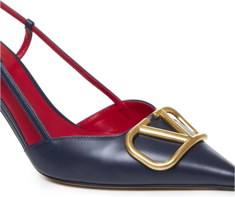 Valentino Garavani Marineblauwe Leren Slingback Pumps Blue Dames