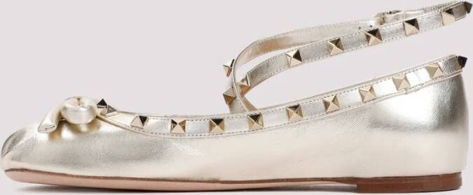 Valentino Garavani Metallic Ballerina met Stud Trim Gray Dames