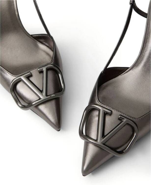 Valentino Garavani Metallic Grijze Slingback Hakken Gray Dames