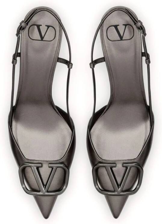 Valentino Garavani Metallic Grijze Slingback Hakken Gray Dames