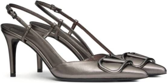 Valentino Garavani Metallic Grijze Slingback Hakken Gray Dames